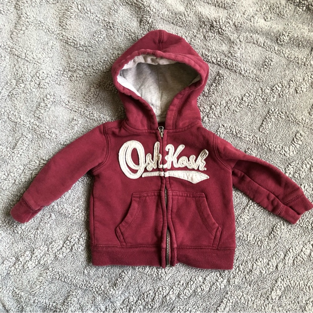 OshKosh B'gosh Maroon Hooded Zip-Up Sweatshirt - Kids